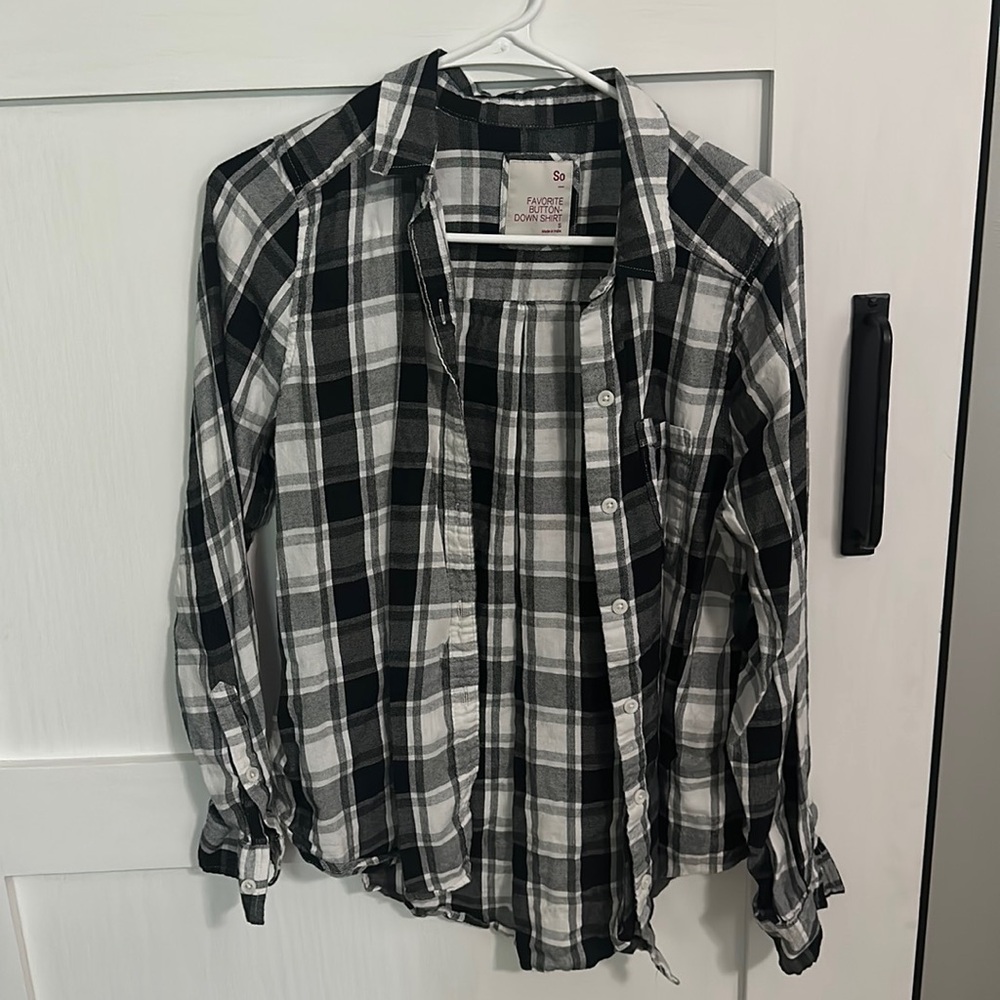 SO black and white long sleeve flannel